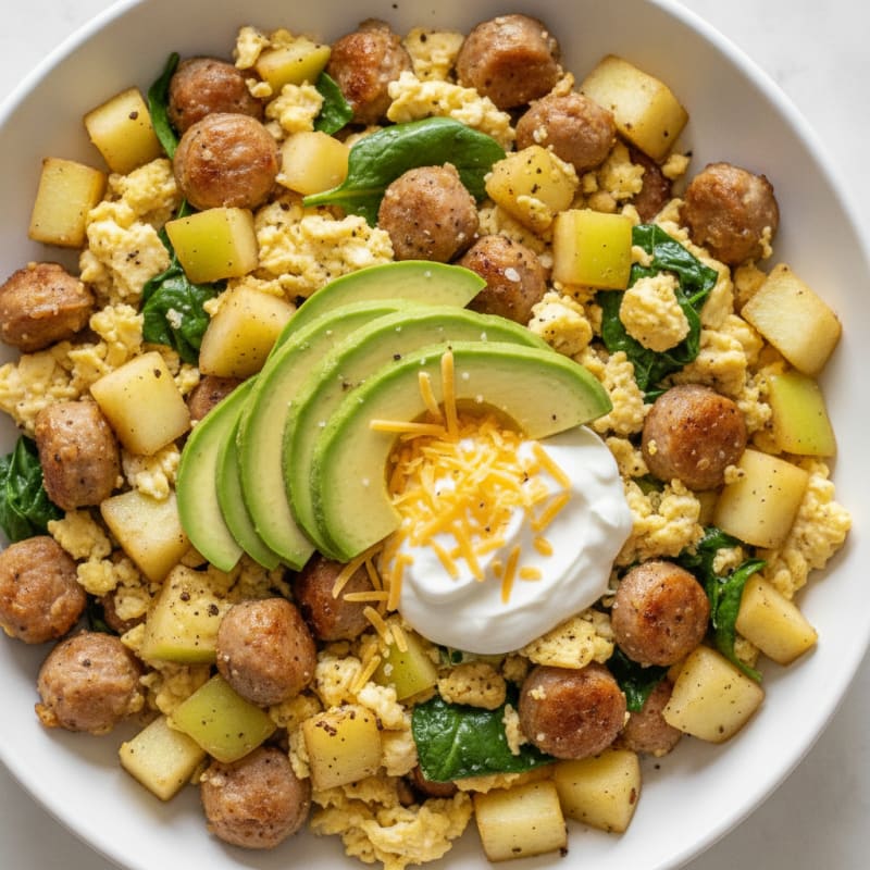 Sausage and Egg Power Skillet with Apples