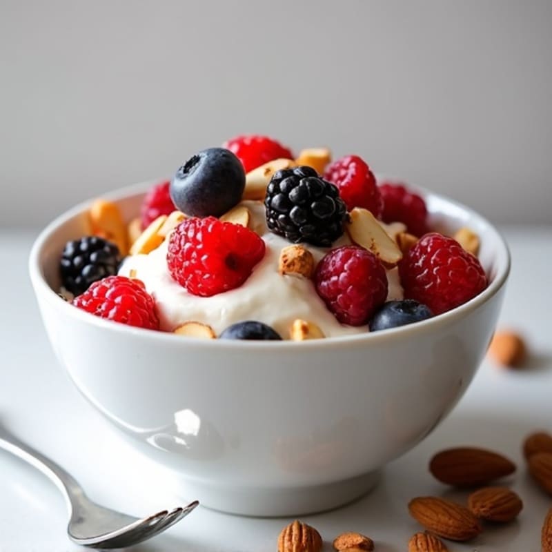 Greek Yogurt Protein Bowl with Mixed Berries and Almonds