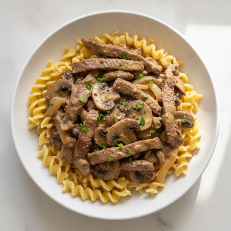Classic Beef Stroganoff with Egg Noodles
