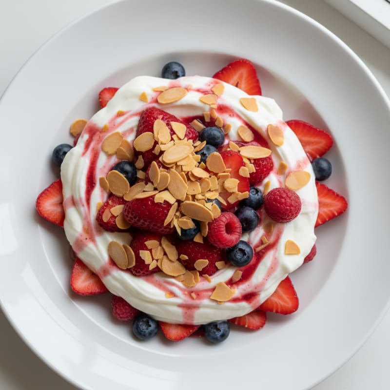 High-Protein Greek Yogurt and Whey Protein Parfait with Berries
