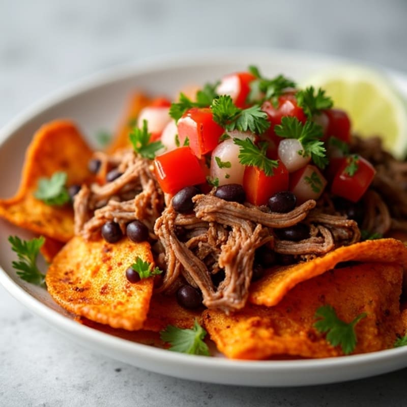 Smoky Pulled Pork Crispy Sweet Potato Nachos with Fresh Pico