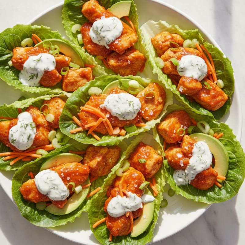 Buffalo Ranch Chicken Lettuce Wraps