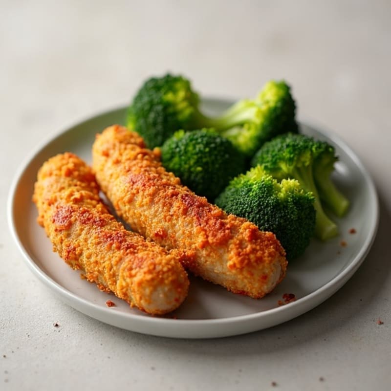 Crispy Cornmeal-Crusted Chicken Sausage with Roasted Broccoli