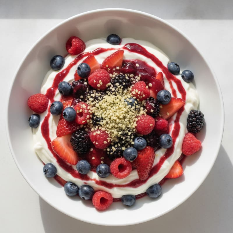 Silky Greek Yogurt Protein Parfait with Mixed Berries