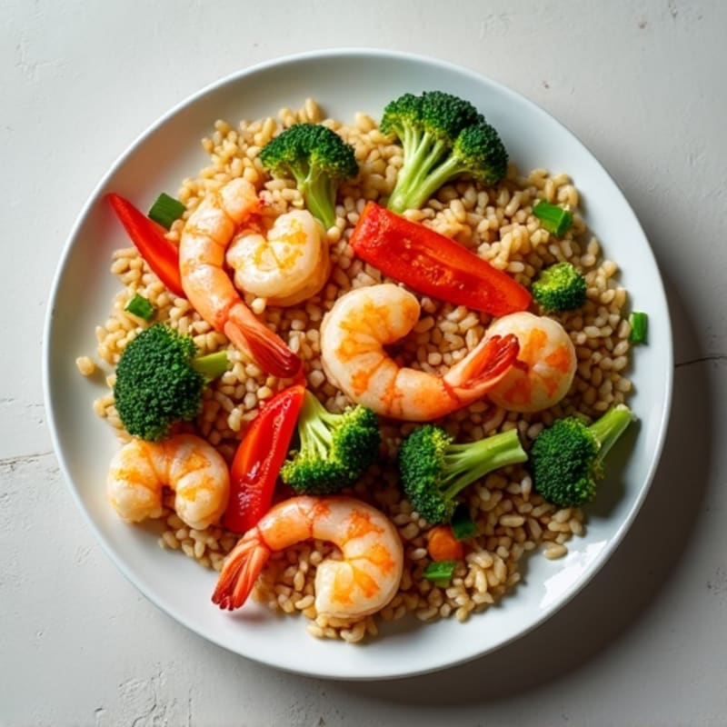 Quick Shrimp and Veggie Brown Rice Stir-Fry