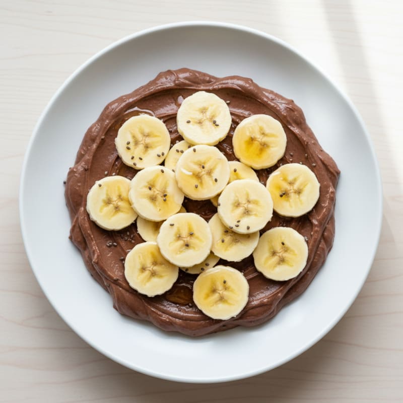Chocolate Protein Pudding with Sliced Bananas