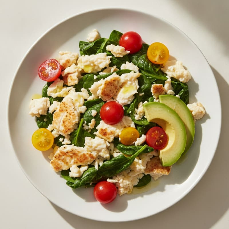 Egg White Spinach Scramble with Turkey Breast