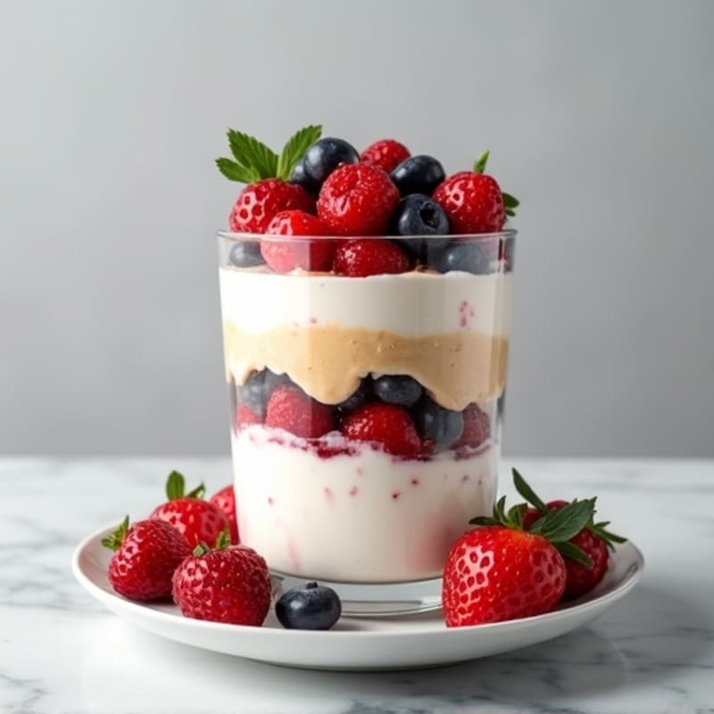 Greek Yogurt Protein Parfait with Berries and Almond Butter