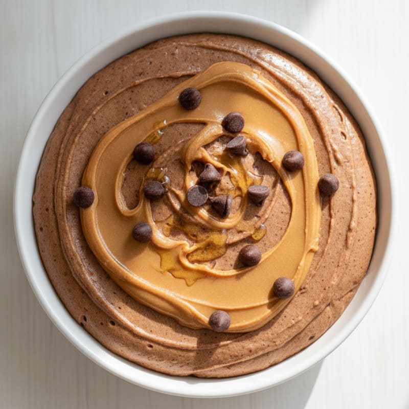 Protein Chocolate Mousse with Peanut Butter Swirl