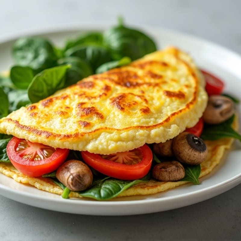 Fresh Garden Vegetable and Spinach Fluffy Omelette