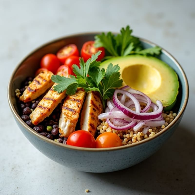 Zesty Black Bean Burrito Bowl with Fresh Avocado