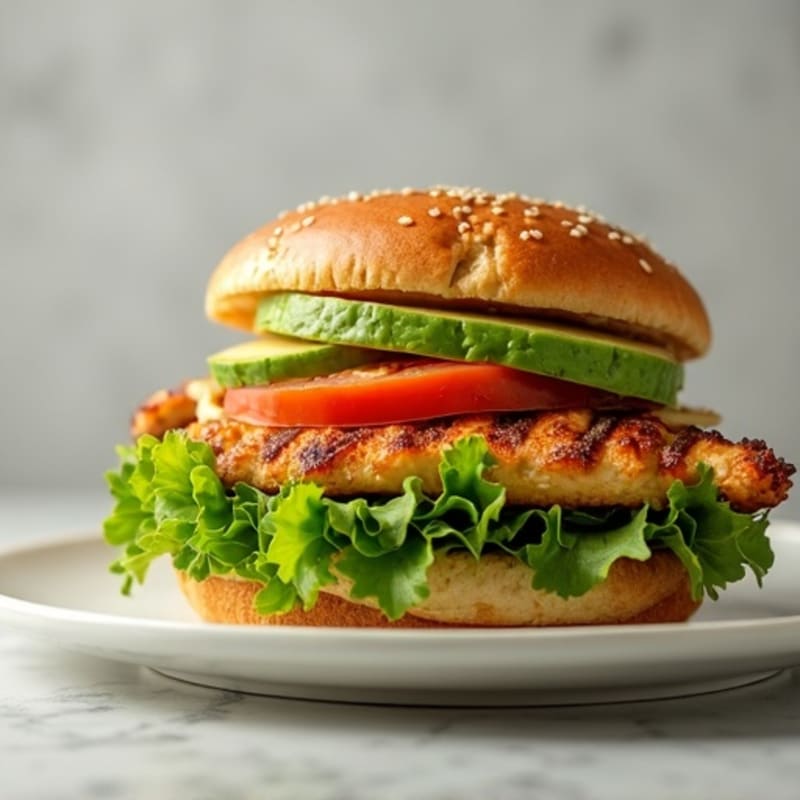 Grilled Chicken Sandwich with Fresh Greens and Creamy Avocado