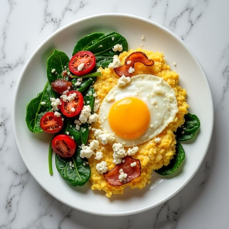 Egg White Spinach Scramble with Turkey Bacon