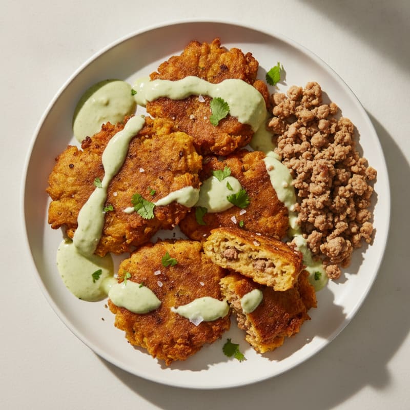 Sweet Plantain Fritters with Lime Crema