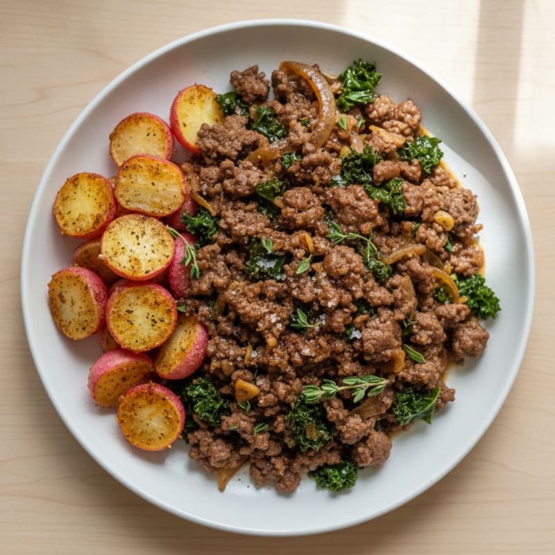 Beef Mince with Roasted Root Vegetables