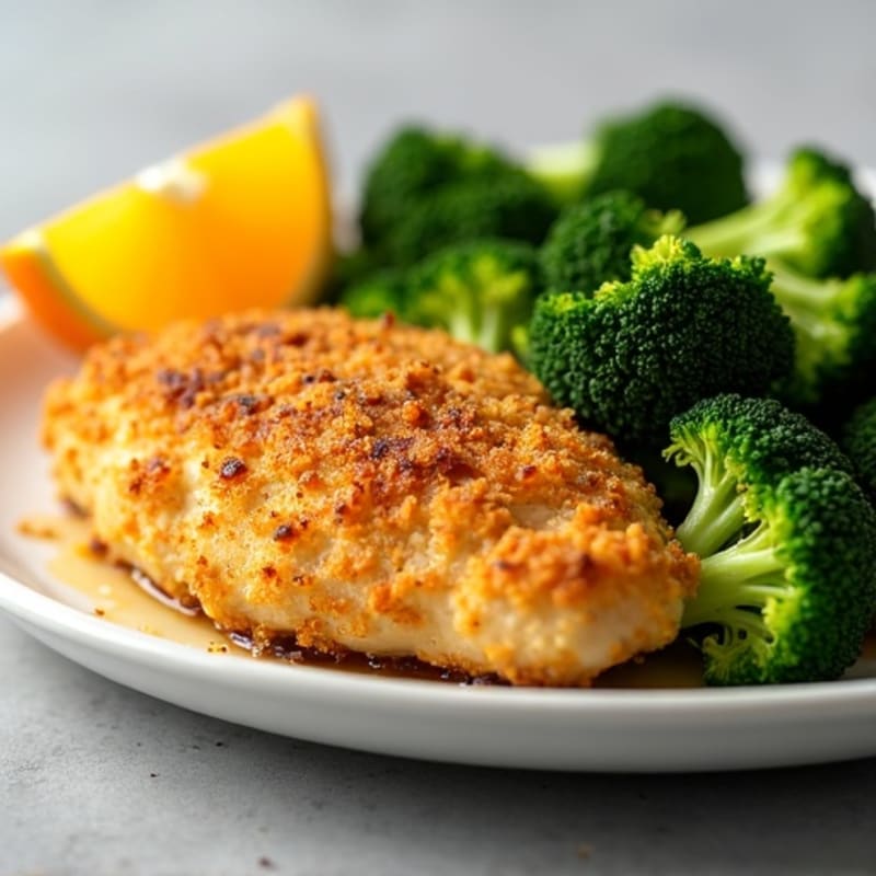 Crispy Baked Orange Chicken with Roasted Broccoli