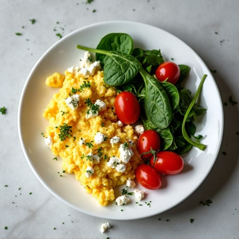 Creamy Mediterranean-Style Scrambled Eggs with Feta and Fresh Herbs