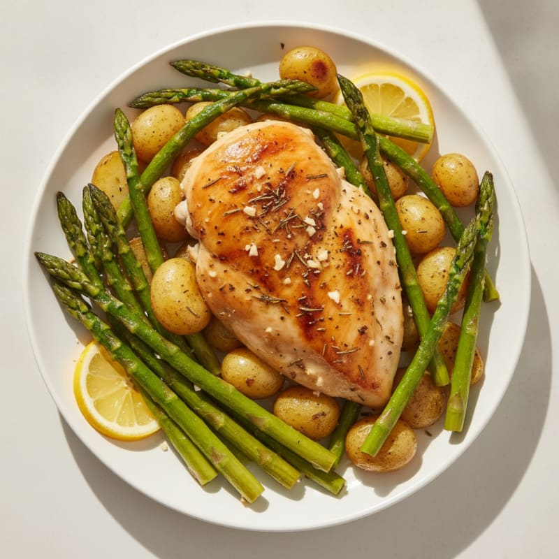 Lemon-Herb Roasted Chicken with Asparagus