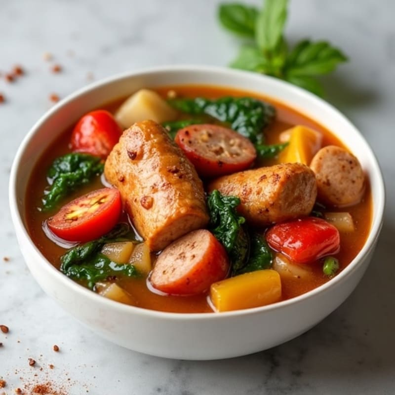 Spicy Chicken and Sausage Stew with Hearty Vegetables