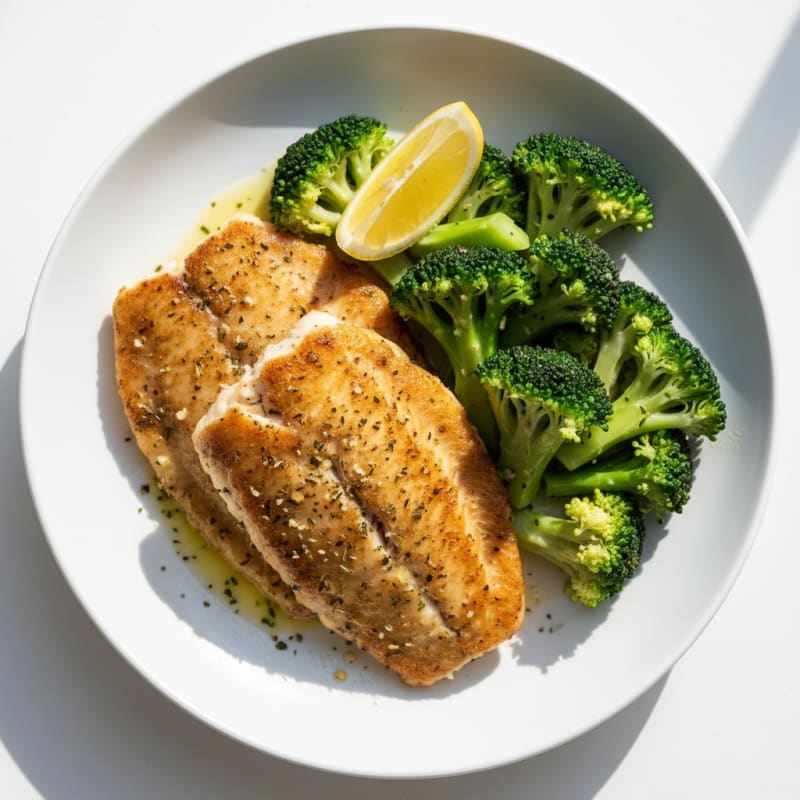 Seared Tilapia with Steamed Broccoli