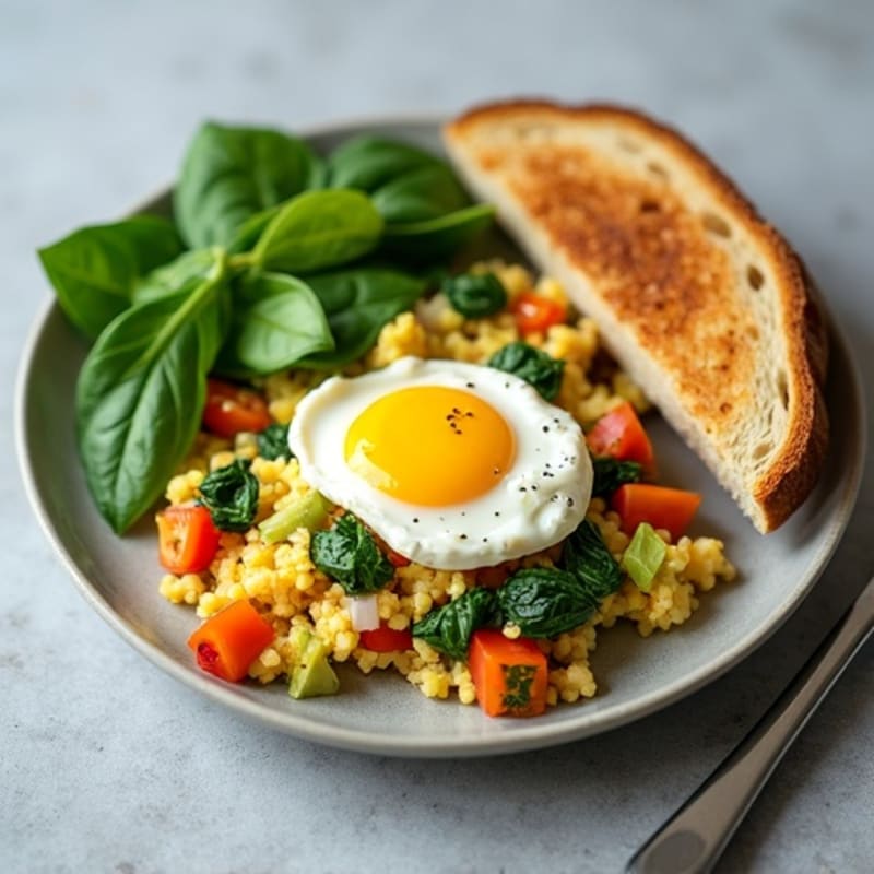 Egg White Spinach Scramble with Cottage Cheese