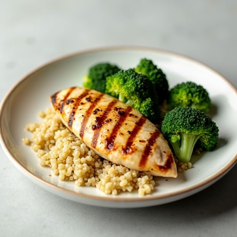Grilled Chicken Breast with Quinoa and Steamed Broccoli