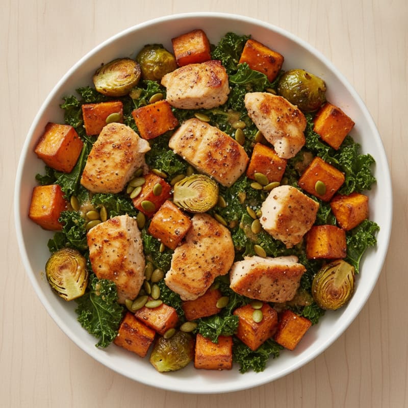 Roasted Chicken and Sweet Potato Harvest Bowl