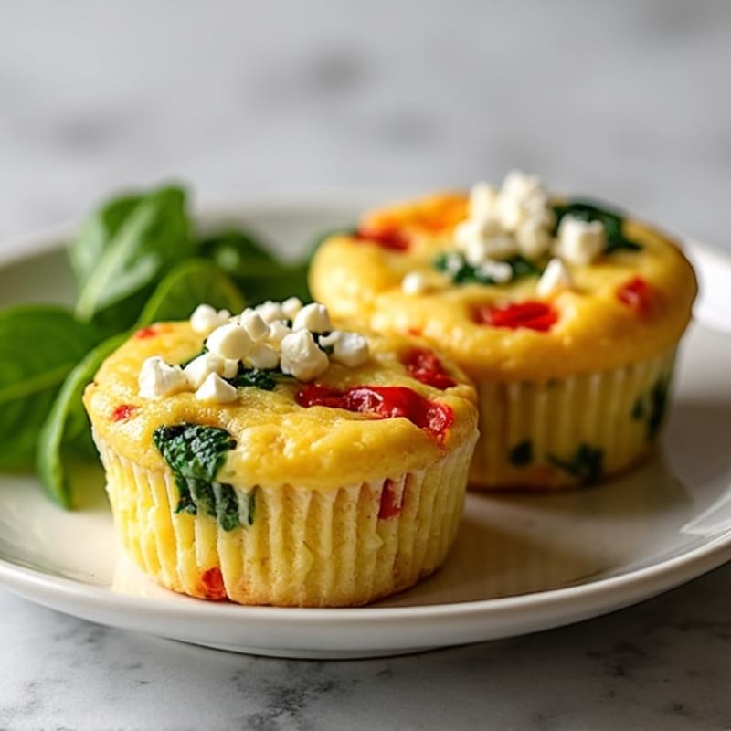 Fluffy Egg White Muffins with Spinach and Feta
