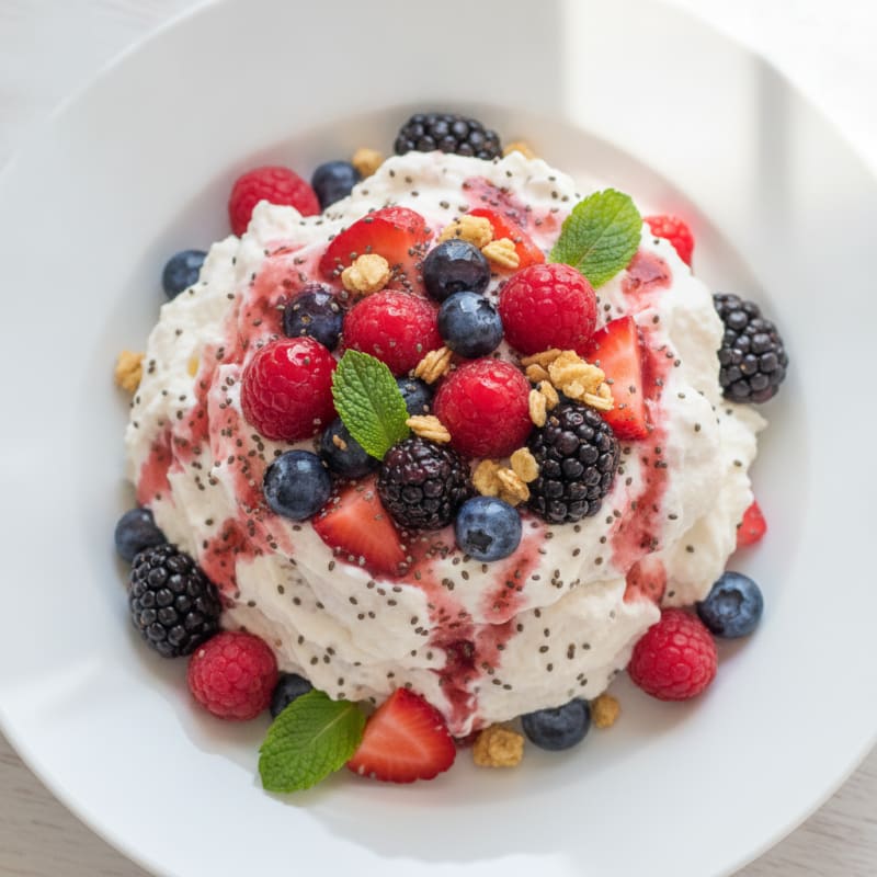 Silky Greek Yogurt Protein Mousse with Mixed Berries