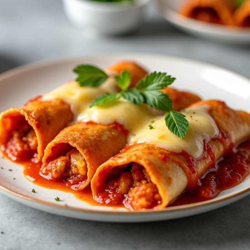 Baked Chicken Enchiladas with Zesty Red Sauce