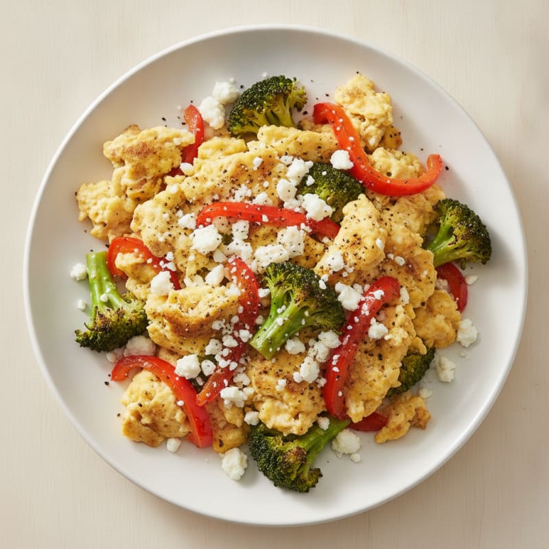 Hearty Scrambled Eggs with Roasted Vegetables