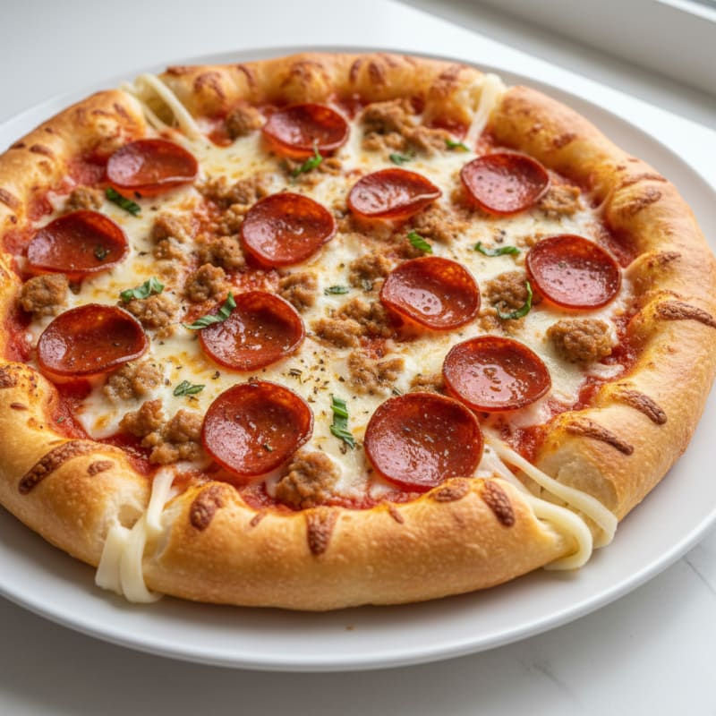 Crispy Meat Lovers Stuffed Crust Pizza