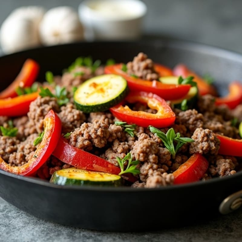 Herb-Seasoned Lean Ground Beef Skillet with Roasted Vegetables