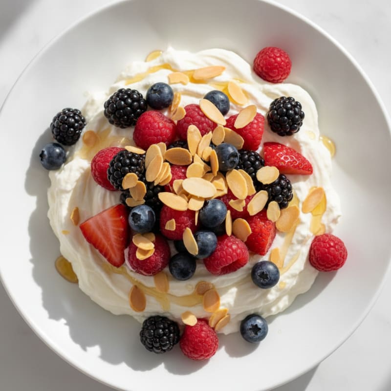 Silky Greek Yogurt Protein Mousse with Mixed Berries