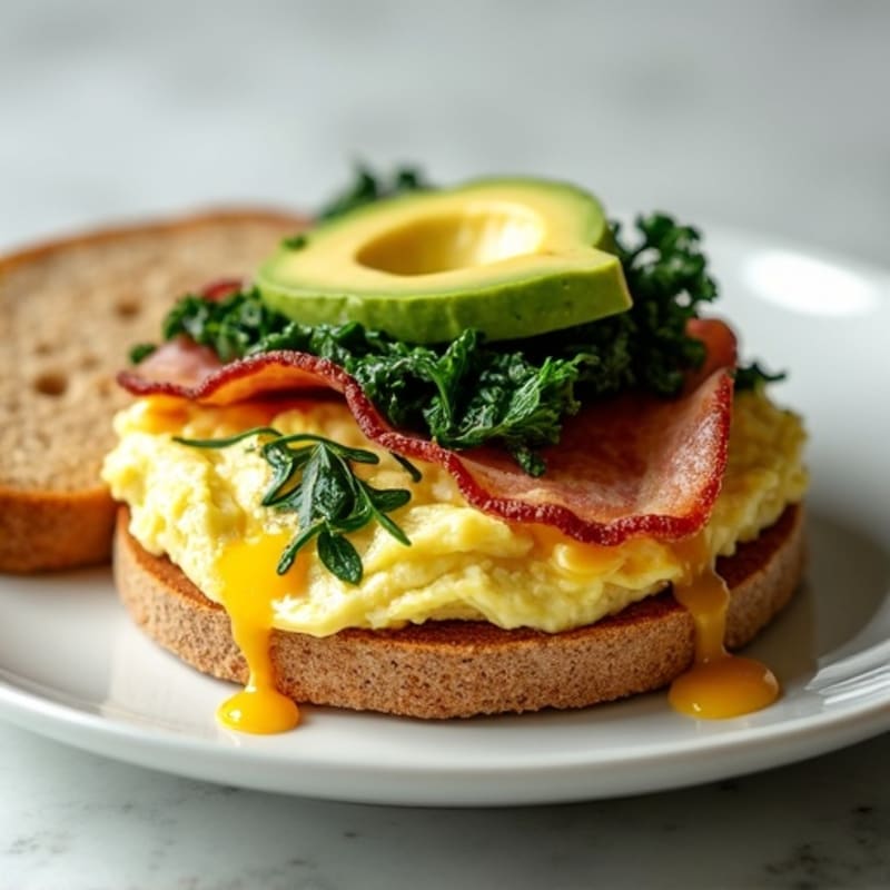 Egg White and Spinach Scramble with Turkey Bacon