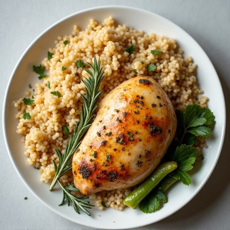 Lemon Herb Roasted Chicken with Fresh Herb Rice Pilaf
