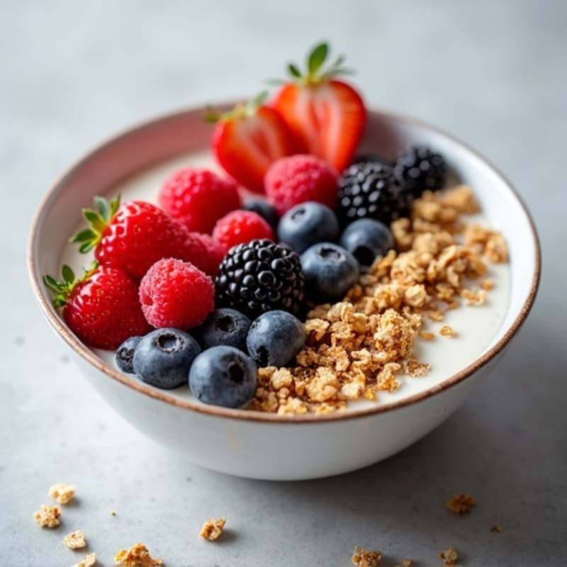 Creamy Greek Yogurt Bowl with Fresh Berries and Crunchy Granola