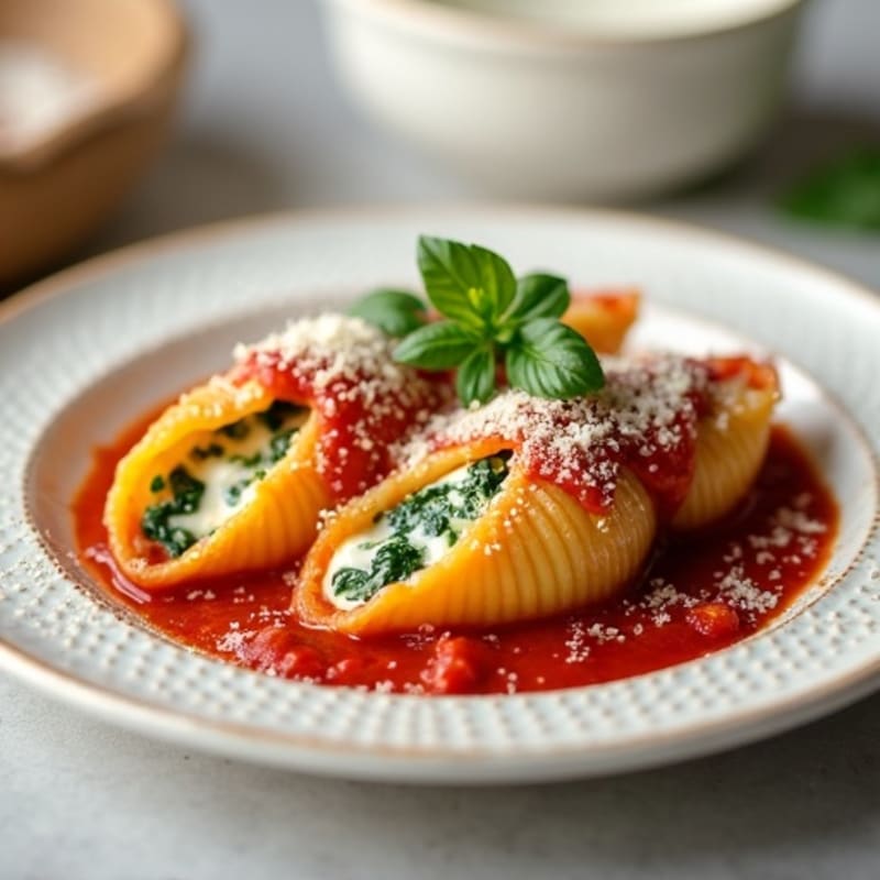 Baked Spinach Ricotta Stuffed Shells
