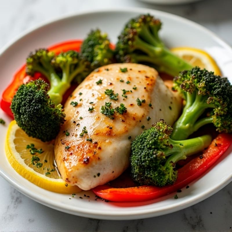 Sheet Pan Lemon Herb Chicken with Roasted Broccoli and Bell Peppers