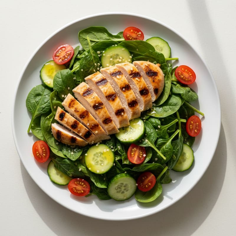 Grilled Chicken and Spinach Salad with Lemon Vinaigrette