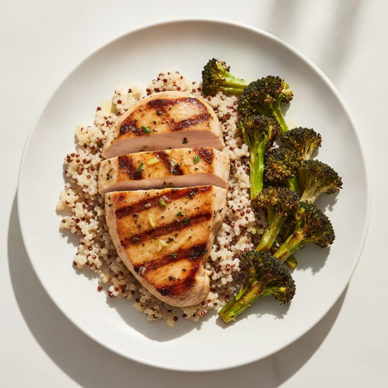 Grilled Turkey Breast with Quinoa and Roasted Broccoli