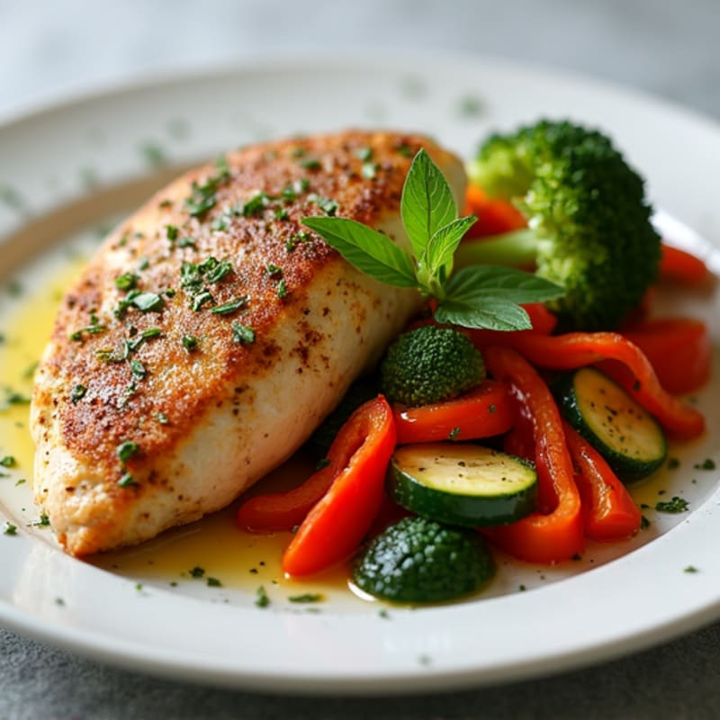 Herb-Crusted Pan Seared Chicken with Roasted Vegetables