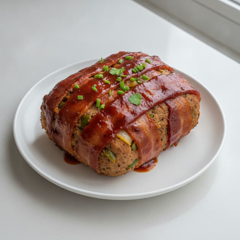 BBQ Bacon-Wrapped Meatloaf with Glaze