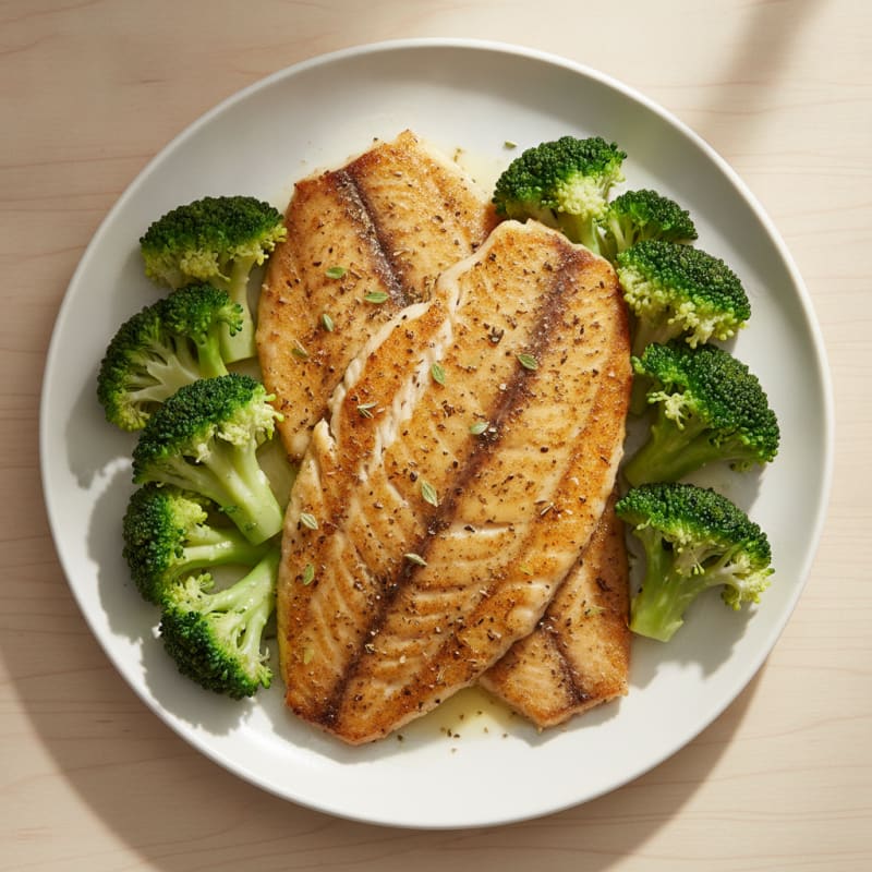 Lemon Herb Tilapia with Steamed Broccoli