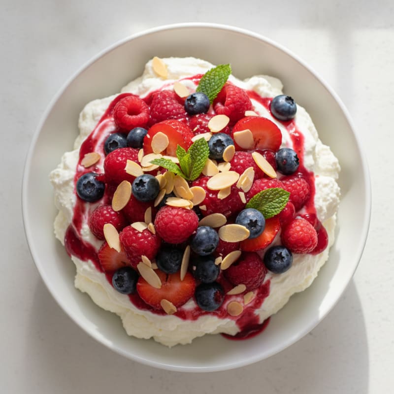 Greek Yogurt Protein Mousse with Mixed Berries
