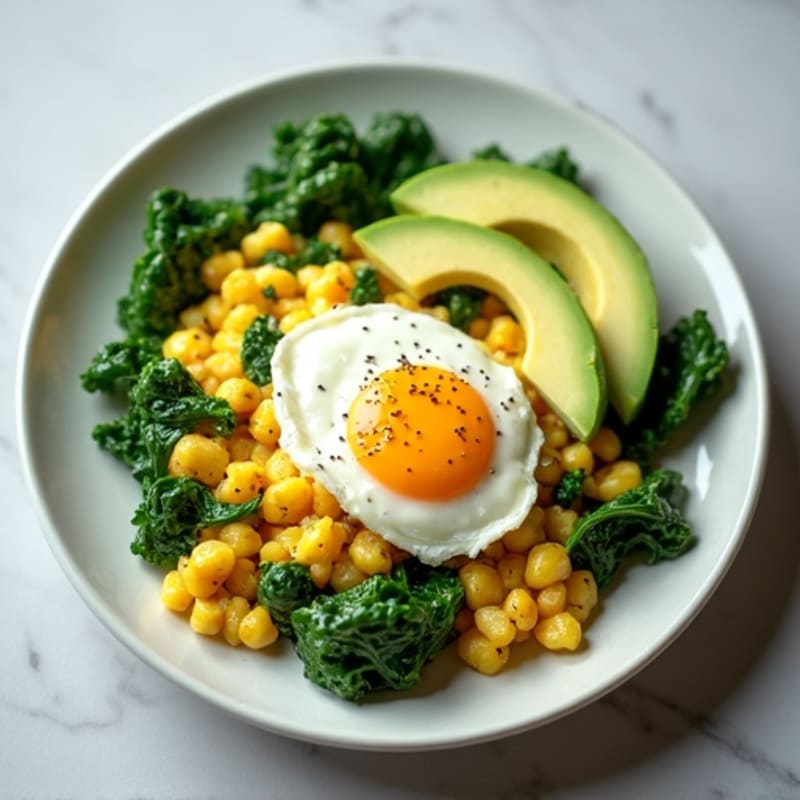 Egg White and Spinach Scramble with Cottage Cheese and Sliced Avocado