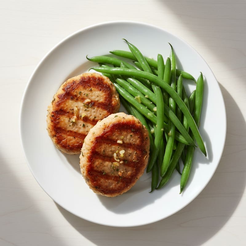 Seared Turkey Patties with Steamed Green Beans