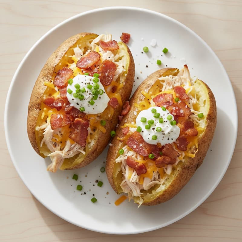 Loaded Baked Potatoes with Crispy Bacon