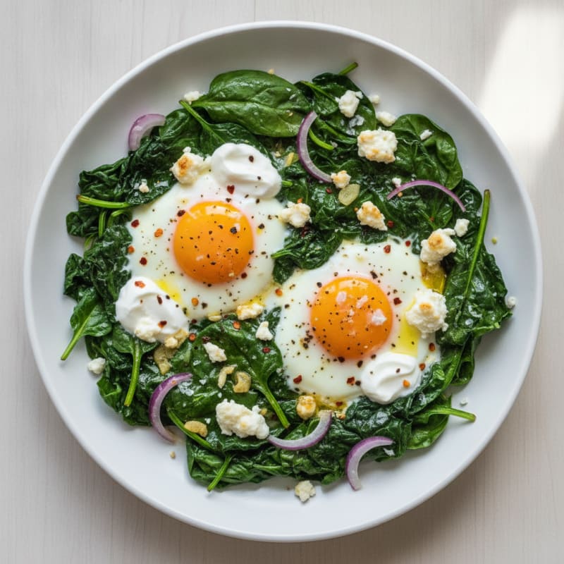Protein-Packed Baked Eggs with Sautéed Spinach