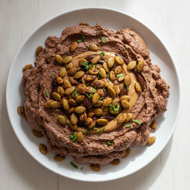 Silky Chocolate Protein Pudding with Toasted Pumpkin Seeds